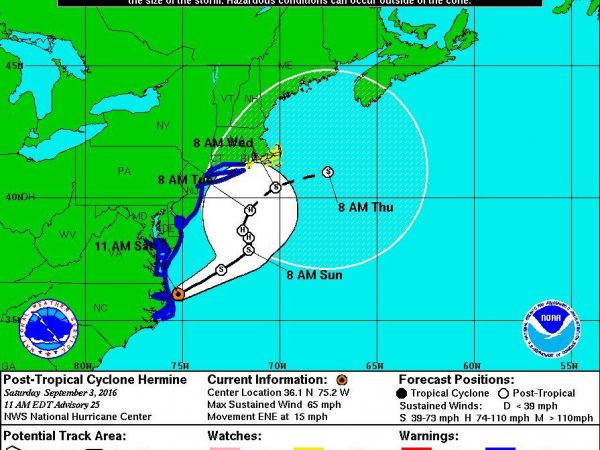 Hermine Churns Offshore, Threatening Northeast With Storm Surge, Rip Tides