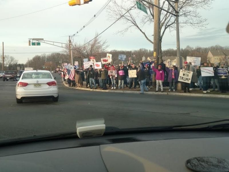 An Estimated 200 Rally for Trump Near Middletown ShopRite