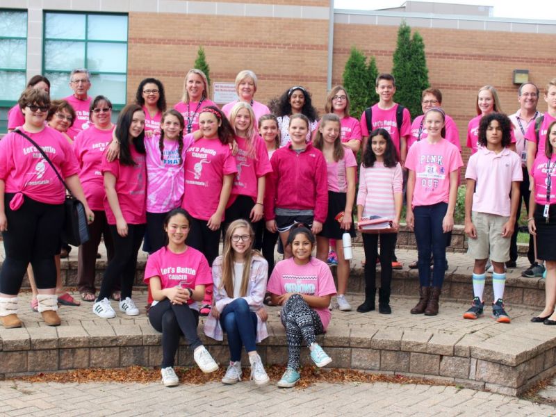 Pleasantdale Middle Goes Pink for Breast Cancer Awareness Burr Ridge